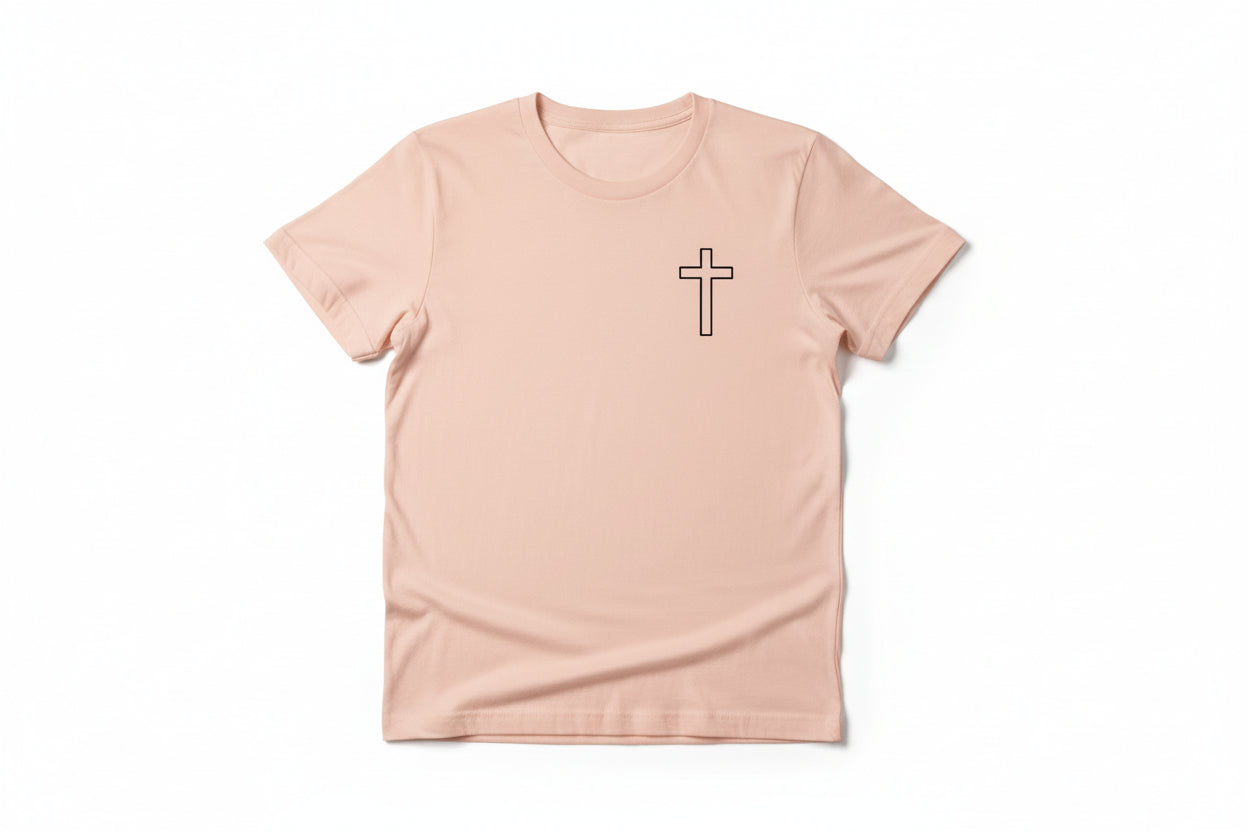 FRONT CROSS , SMALL MOTIVATIONAL SCRIPT AT THE BACK